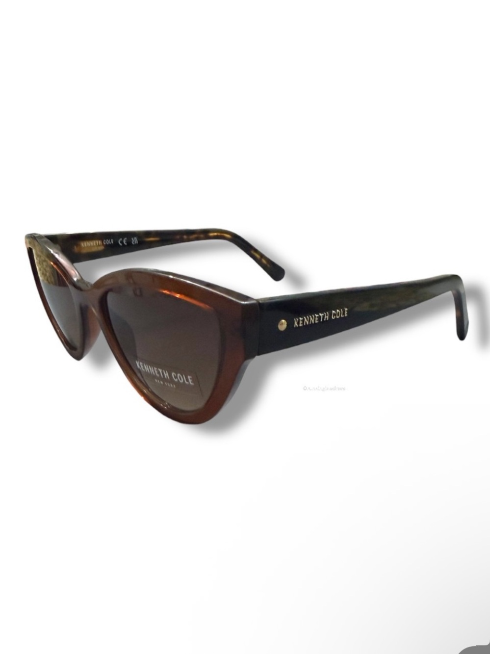 Kenneth Cole New York Cat Eye Sunglasses Brown Tortoise KC00003 NWOT Full Set